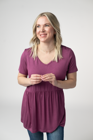 Sarah Ruffle Short Sleeve - Mulberry by Michelle Mae