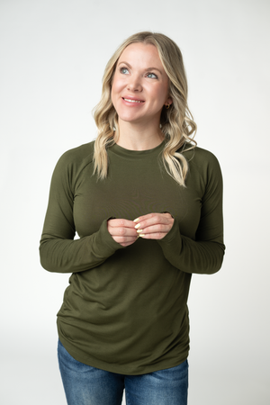 Blair Long Sleeve Top - Dark Olive by Michelle Mae