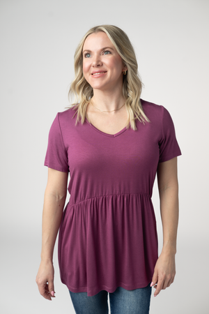 Sarah Ruffle Short Sleeve - Mulberry by Michelle Mae