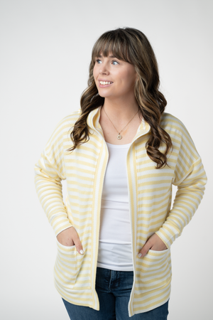 PREBOOK Saylor Striped Hooded Cardigan - Yellow