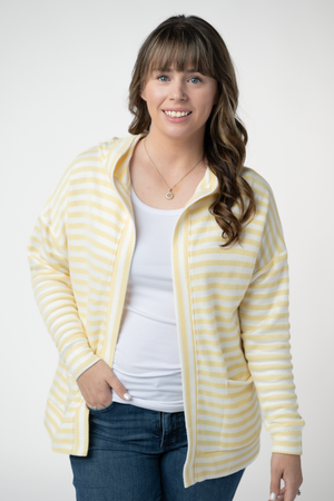 PREBOOK Saylor Striped Hooded Cardigan - Yellow