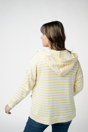 PREBOOK Saylor Striped Hooded Cardigan - Yellow