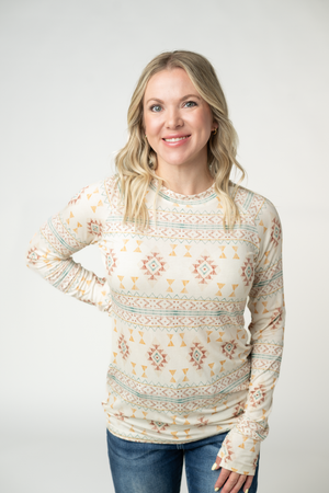 Blair Long Sleeve Top - Desert Geometric by Michelle Mae