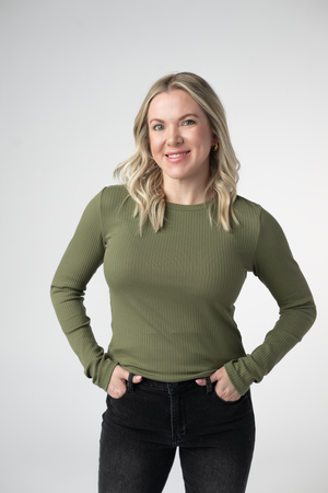 Reese Ribbed Long Sleeve Top - Olive by Michelle Mae
