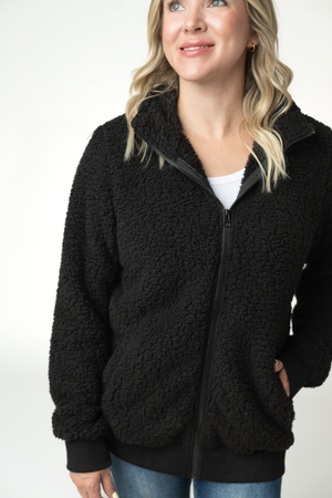 Skylar Sherpa Fullzip - Black by Michelle Mae