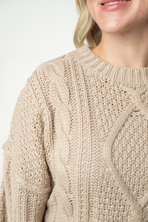 Cable Knit Sweater - Latte by Michelle Mae