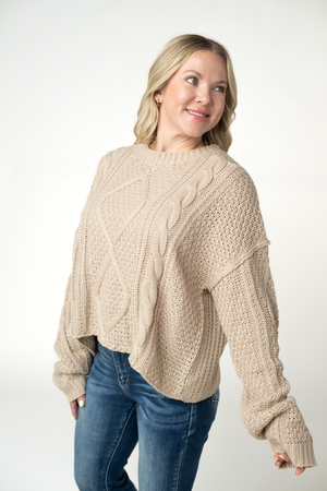 Cable Knit Sweater - Latte by Michelle Mae