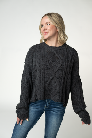 Cable Knit Sweater - Charcoal by Michelle Mae
