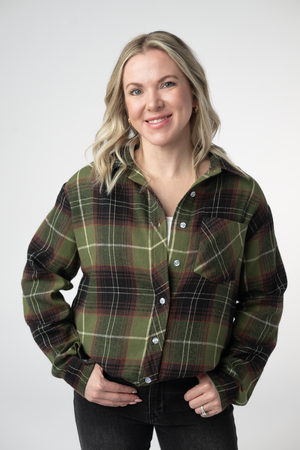 Finley Plaid Top - Olive and Brown by Michelle Mae