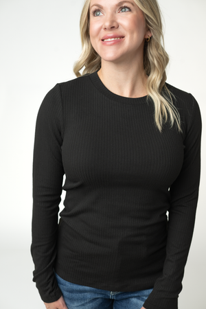 Reese Ribbed Long Sleeve Top - Black by Michelle Mae