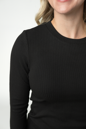 Reese Ribbed Long Sleeve Top - Black by Michelle Mae