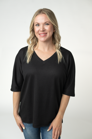 PREBOOK Emerson Waffle Top - Black