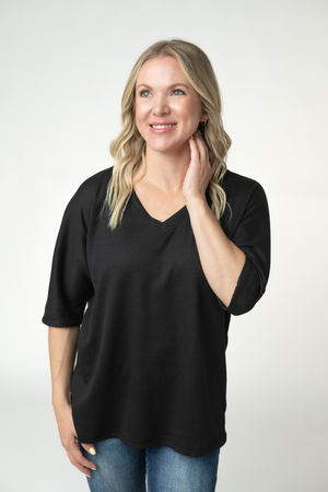 PREBOOK Emerson Waffle Top - Black
