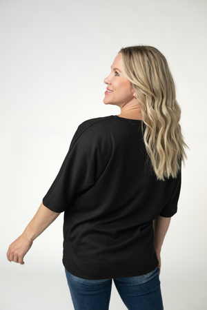 PREBOOK Emerson Waffle Top - Black