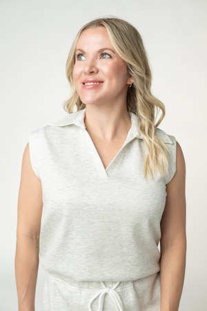 Luxe Collar Tank/Skort Set - Heathered Neutral by Michelle Mae