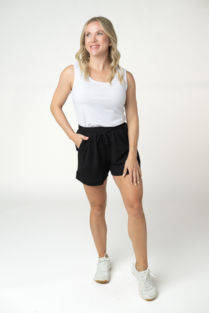 Weslie Waffle Shorts - Black by Michelle Mae