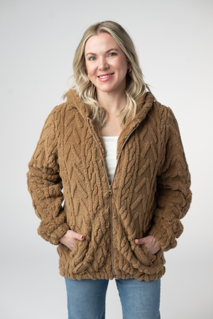 Fuzzy Sherpa Fullzip Hoodie - Maple by Michelle Mae