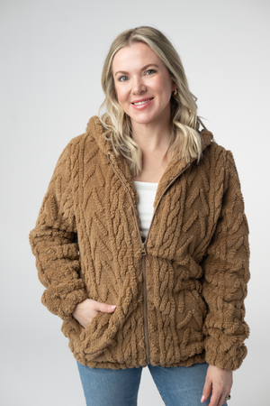 Fuzzy Sherpa Fullzip Hoodie - Maple by Michelle Mae