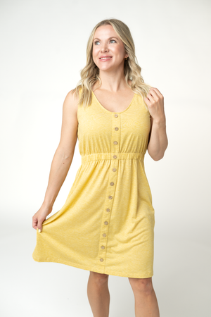 Beverly Button Dress - Yellow by Michelle Mae