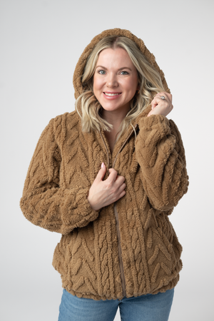 Fuzzy Sherpa Fullzip Hoodie - Maple by Michelle Mae