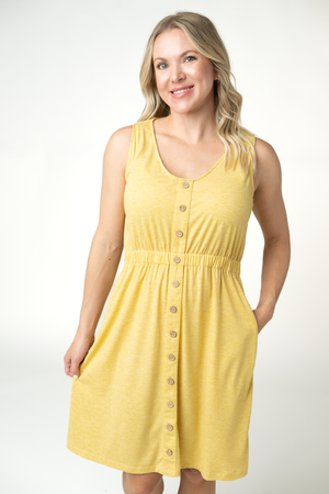Beverly Button Dress - Yellow by Michelle Mae