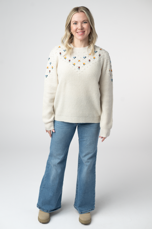 Micro Flower Sweater - Ivory by Michelle Mae