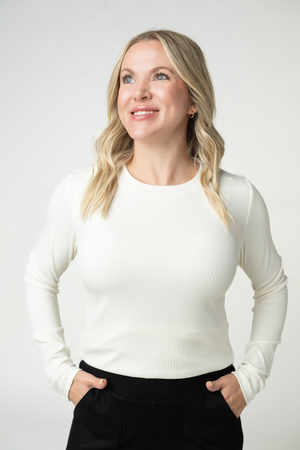 Reese Ribbed Long Sleeve Top - Ivory by Michelle Mae