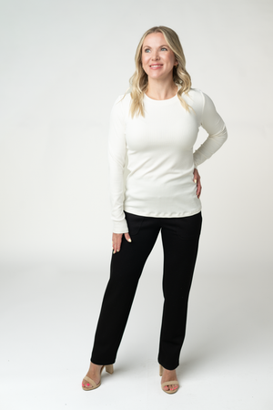 Reese Ribbed Long Sleeve Top - Ivory by Michelle Mae