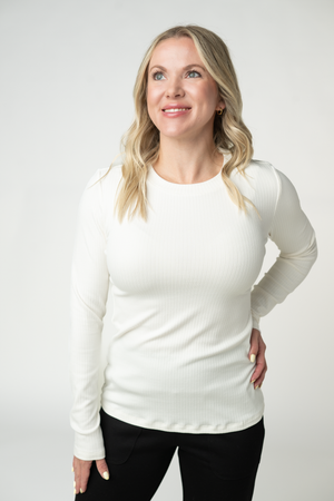 Reese Ribbed Long Sleeve Top - Ivory by Michelle Mae