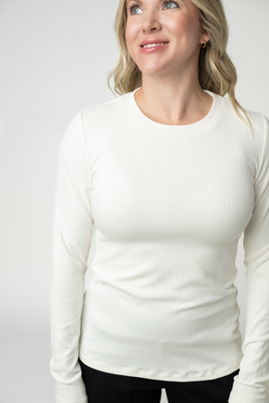 Reese Ribbed Long Sleeve Top - Ivory by Michelle Mae