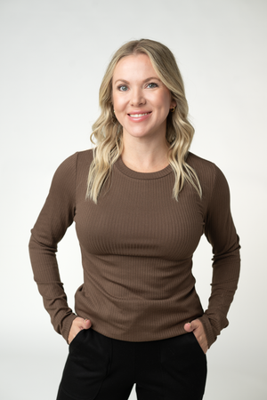 Reese Ribbed Long Sleeve Top - Brown by Michelle Mae