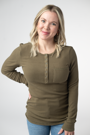 Georgia Long Sleeve Top - Olive by Michelle Mae