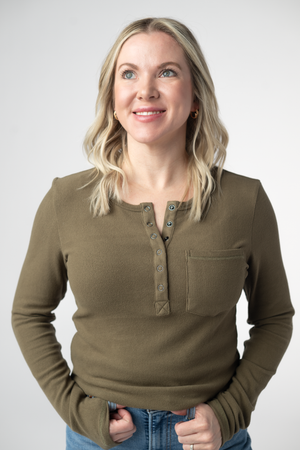Georgia Long Sleeve Top - Olive by Michelle Mae