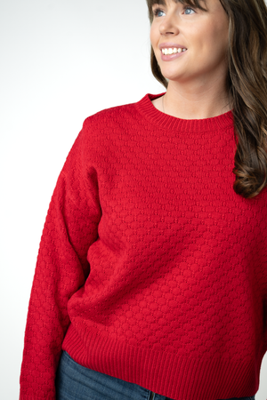 Gianna Pullover Sweater - Red by Michelle Mae