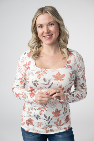 Alyssa Long Sleeve Top - Harvest Leaves by Michelle Mae