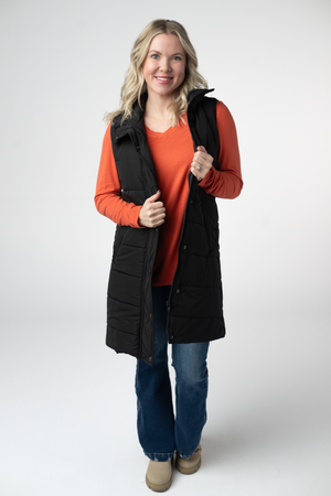 Harlow Long Vest - Black by Michelle Mae
