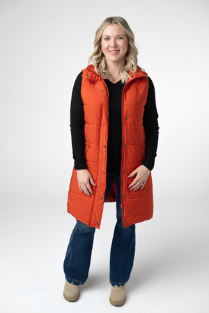 Harlow Long Vest - Pumpkin by Michelle Mae