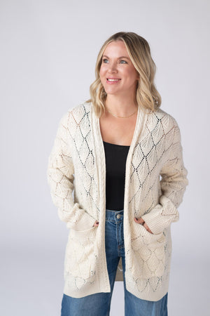 Open Knit Cardigan - Ivory by Michelle Mae