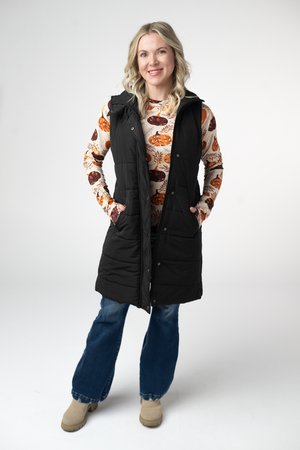 Harlow Long Vest - Black by Michelle Mae