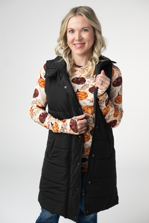 Harlow Long Vest - Black by Michelle Mae