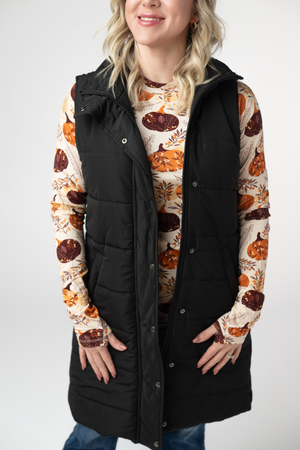 Harlow Long Vest - Black by Michelle Mae