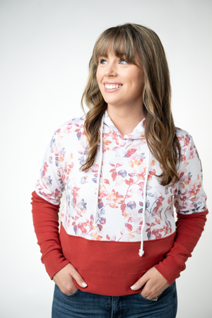 Hailey Pullover Hoodie - Autumn Watercolor and Brick by Michelle Mae