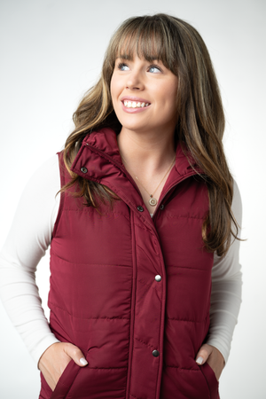 Harlow Long Vest - Burgundy by Michelle Mae