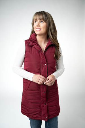 Harlow Long Vest - Burgundy by Michelle Mae