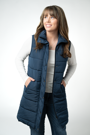 Harlow Long Vest - Navy by Michelle Mae