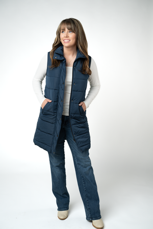 Harlow Long Vest - Navy by Michelle Mae