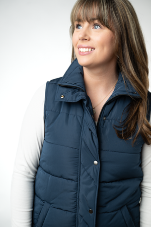 Harlow Long Vest - Navy by Michelle Mae