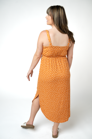 Reagan Ribbed Midi Dress - Pumpkin Floral by Michelle Mae