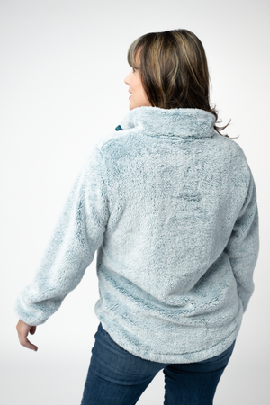 PREBOOK Ryan 1/4 Zip Sherpa - Icy Blue