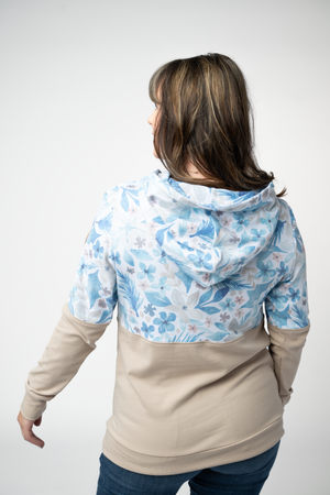 PREBOOK Hailey Pullover Hoodie - Winter Blue Floral and Tan